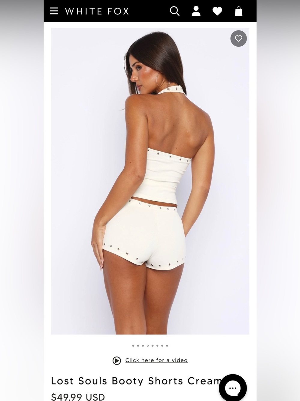 White Fox Boutique Cream Eyelet-Trim Tank & Short Lounge Set - Picture 5 of 5